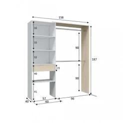 Armario vestidor roble-blanco