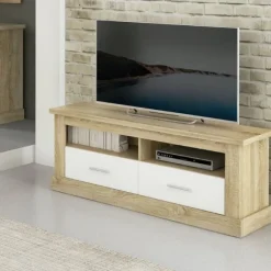 Bajo TV 2 cajones Chellén Cambria-Blanco