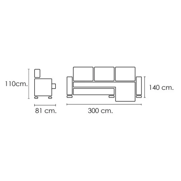 Chaiselongue Franca Express tapizado Magnol Cemento