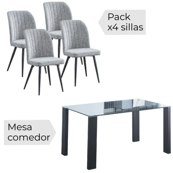 Conjunto mesa Alice + 4 sillas rory