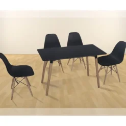Conjunto mesa rect y 4 sillas Dinamarca negro