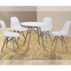 Conjunto mesa redonda y 4 sillas Dinamarca blanco