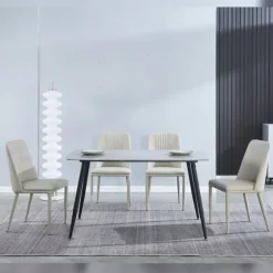 Conjunto mesa Sander + 4 sillas Rowena