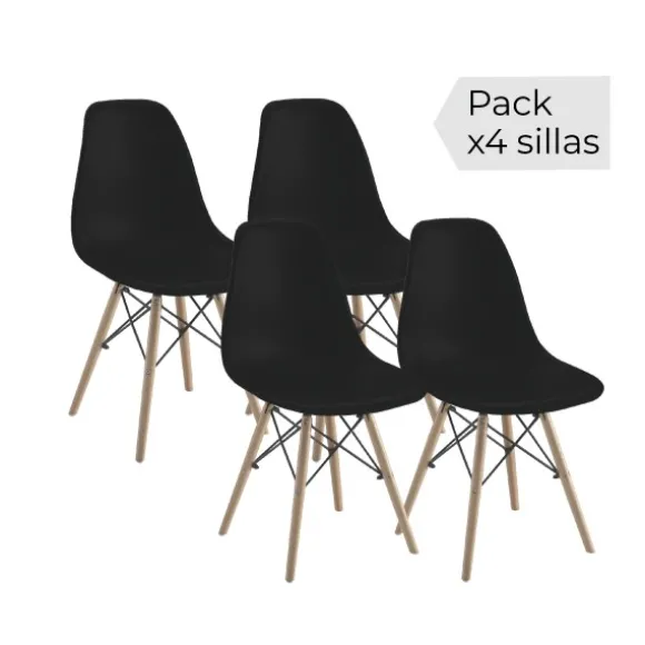 Juego de 4 sillas Dinamarca NEGRO