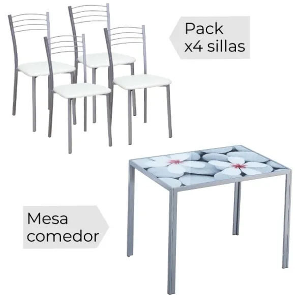 Mesa fija Flores + 4 sillas mod.20
