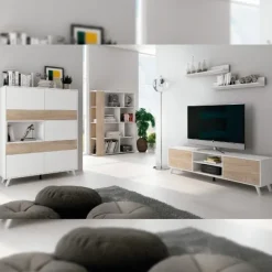 Salón Soto completo N04 blanco - roble
